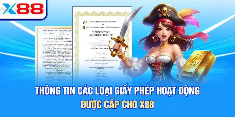 Thông tin các loại giấy phép hoạt động được cấp cho X88